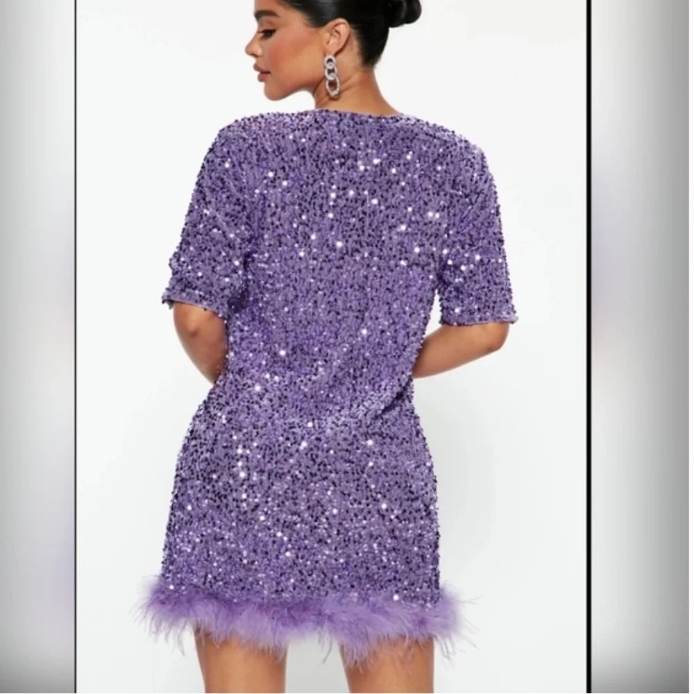 Fashion Nova Purple Sequin Mini-Dress Size Medium - Picture 2 of 3